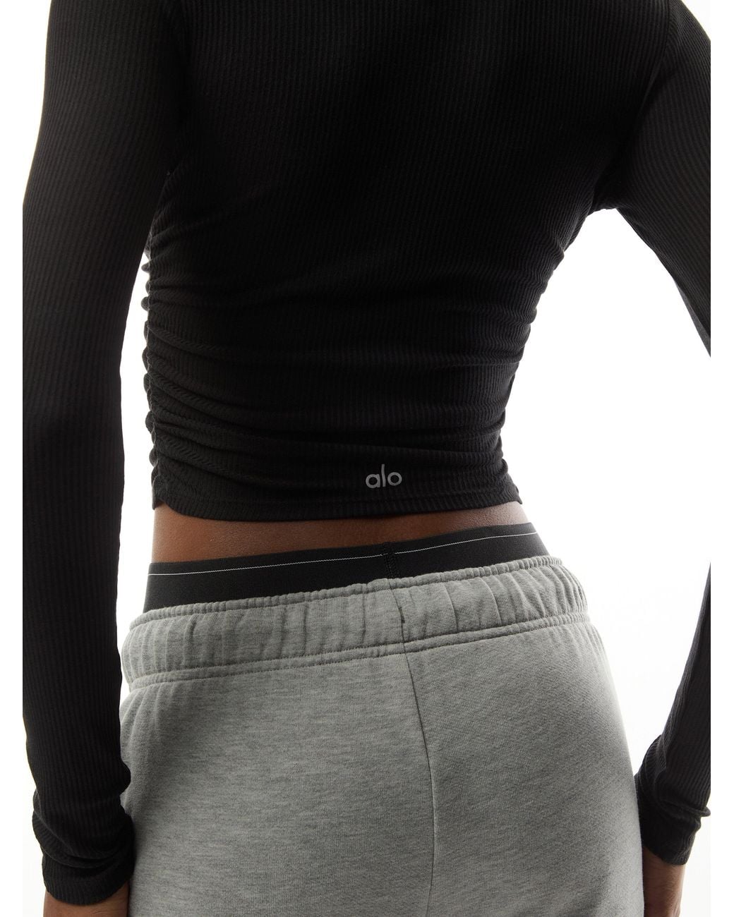 Alo Yoga Gather Long Sleeve Top in Black | Lyst UK
