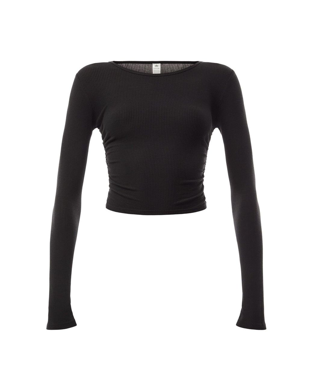 Alo Yoga Gather Long Sleeve Top in Black | Lyst UK