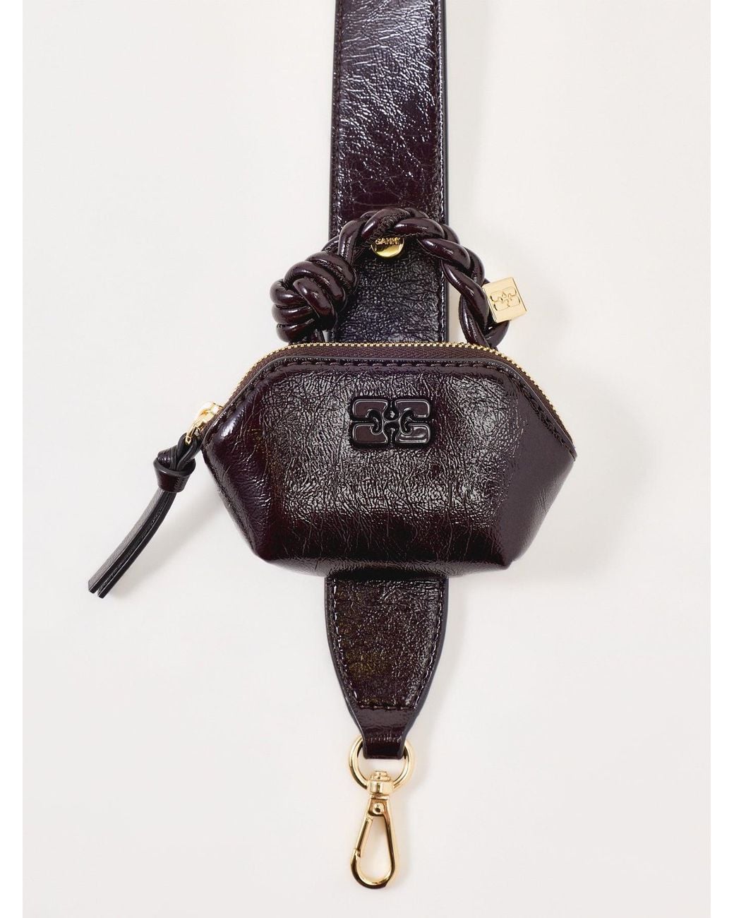 Ganni Black Bou East/West Deep Shine Shoulder Bag