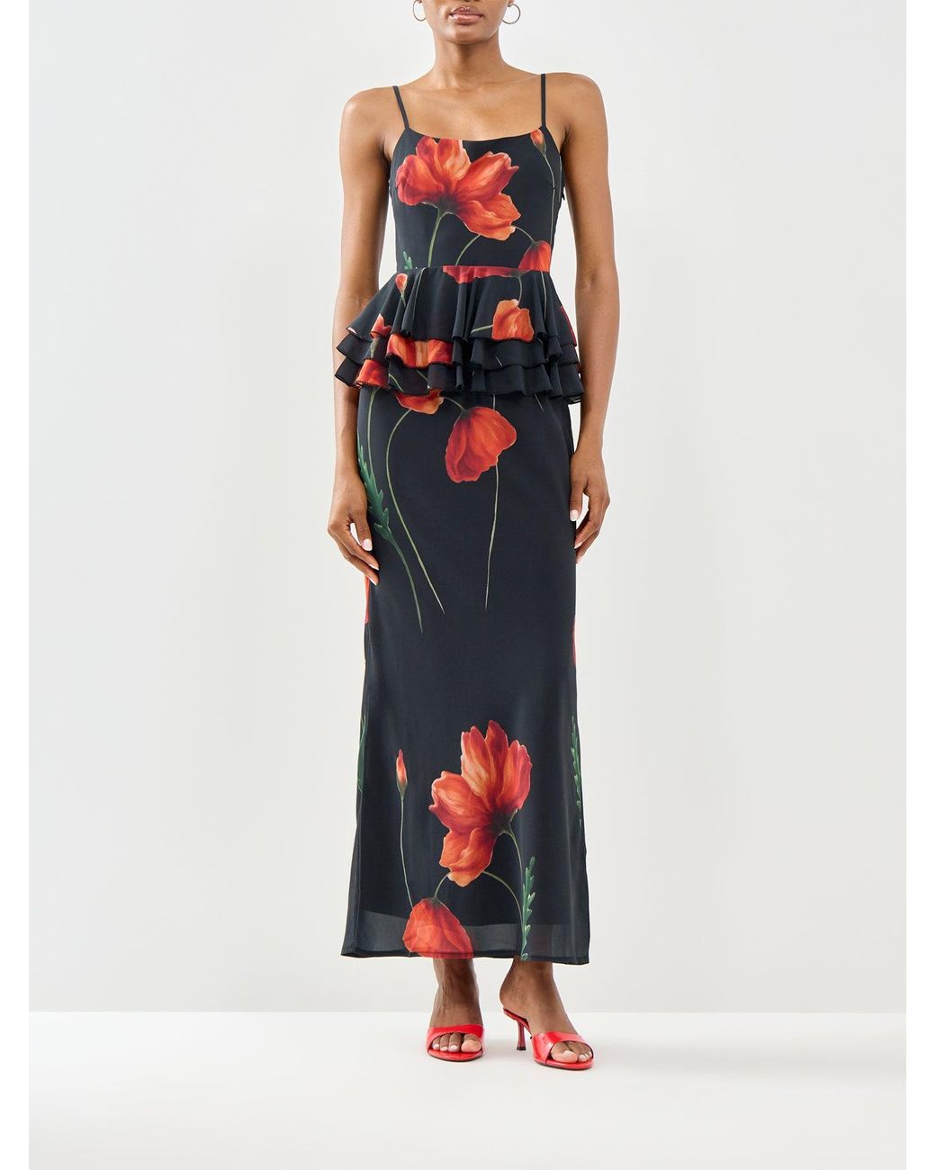 Pretty Lavish Multicolor Rosie Peplum Ruffle Midaxi Dress