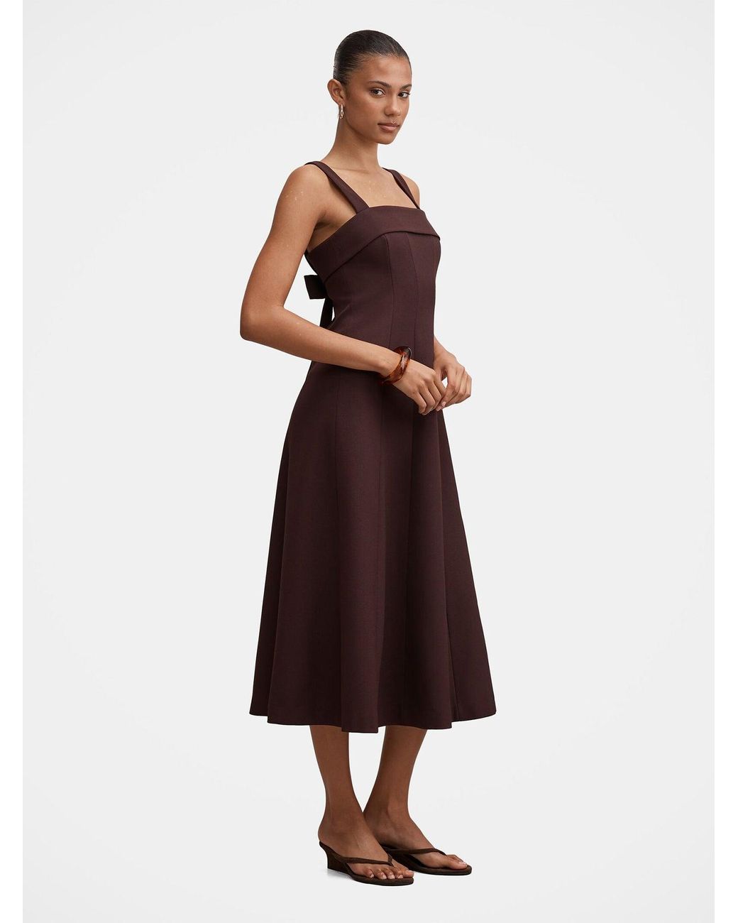 Forever New Purple Harriet Low Back Bow Midi Dress