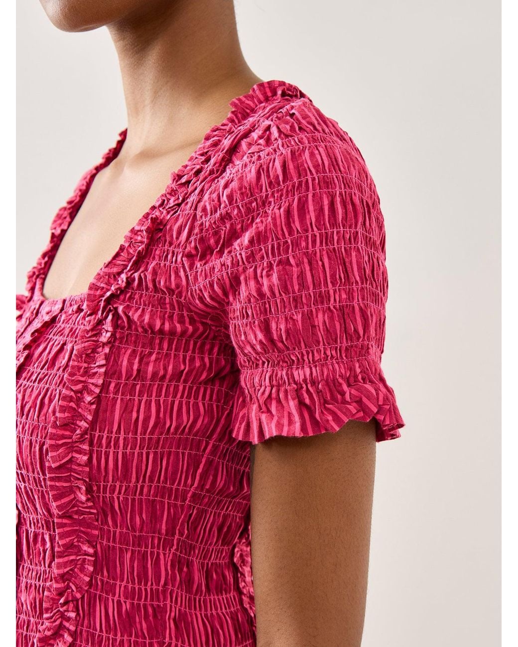 Damson Madder Red Raphaela Ruffle Midi Dress Business