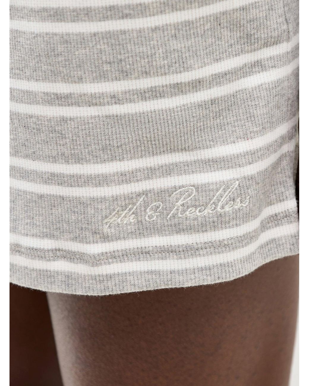 4th & Reckless White Chelsea Stripe Shorts, Cotton