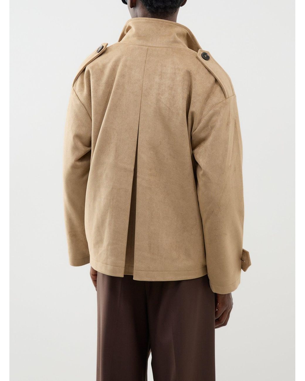 Pretty Lavish Natural Sophie Suede Grown Neck Bomber –