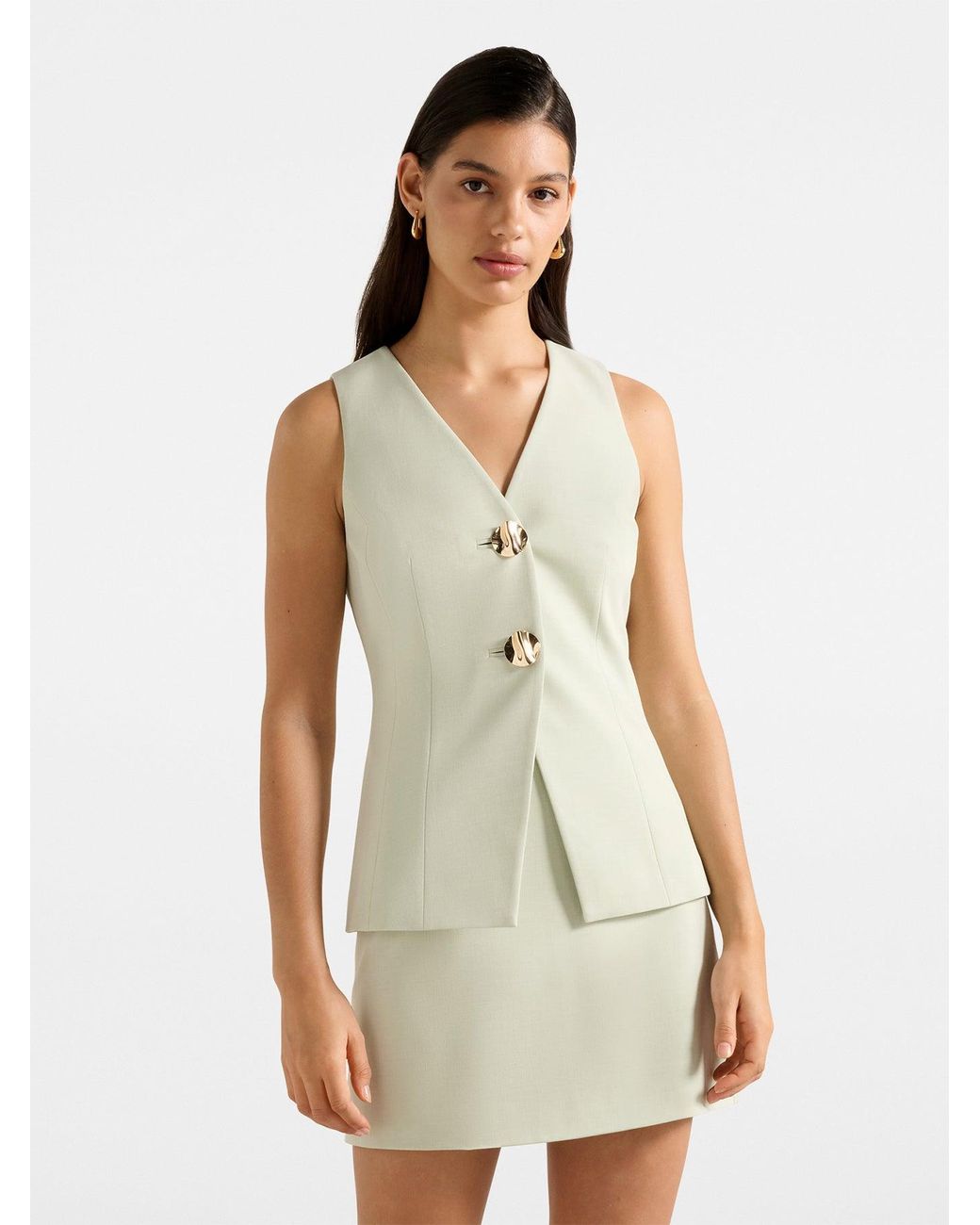 Forever New Green Veda Long Waistcoat