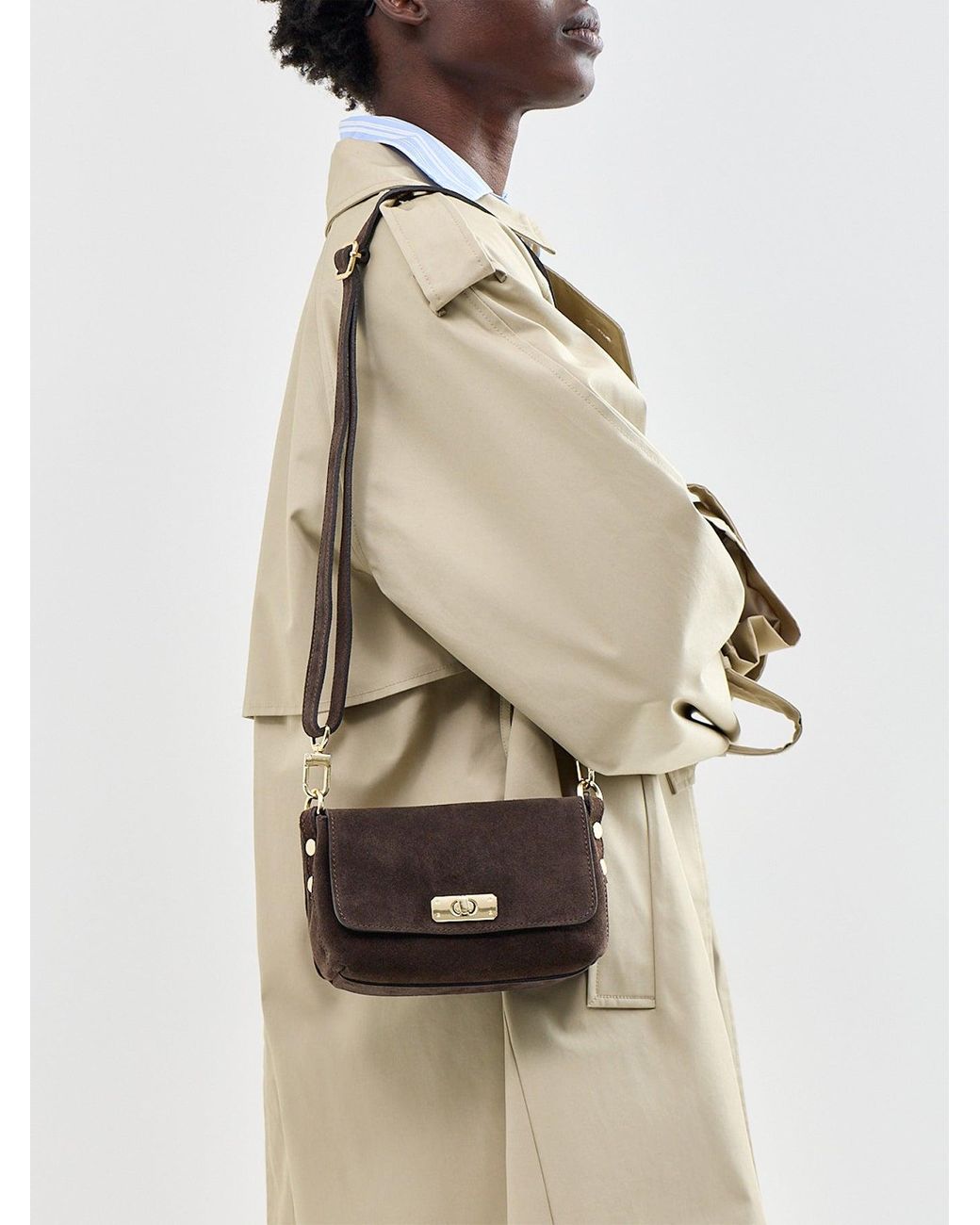 Apatchy London White Maisie Mini Suede Shoulder Bag