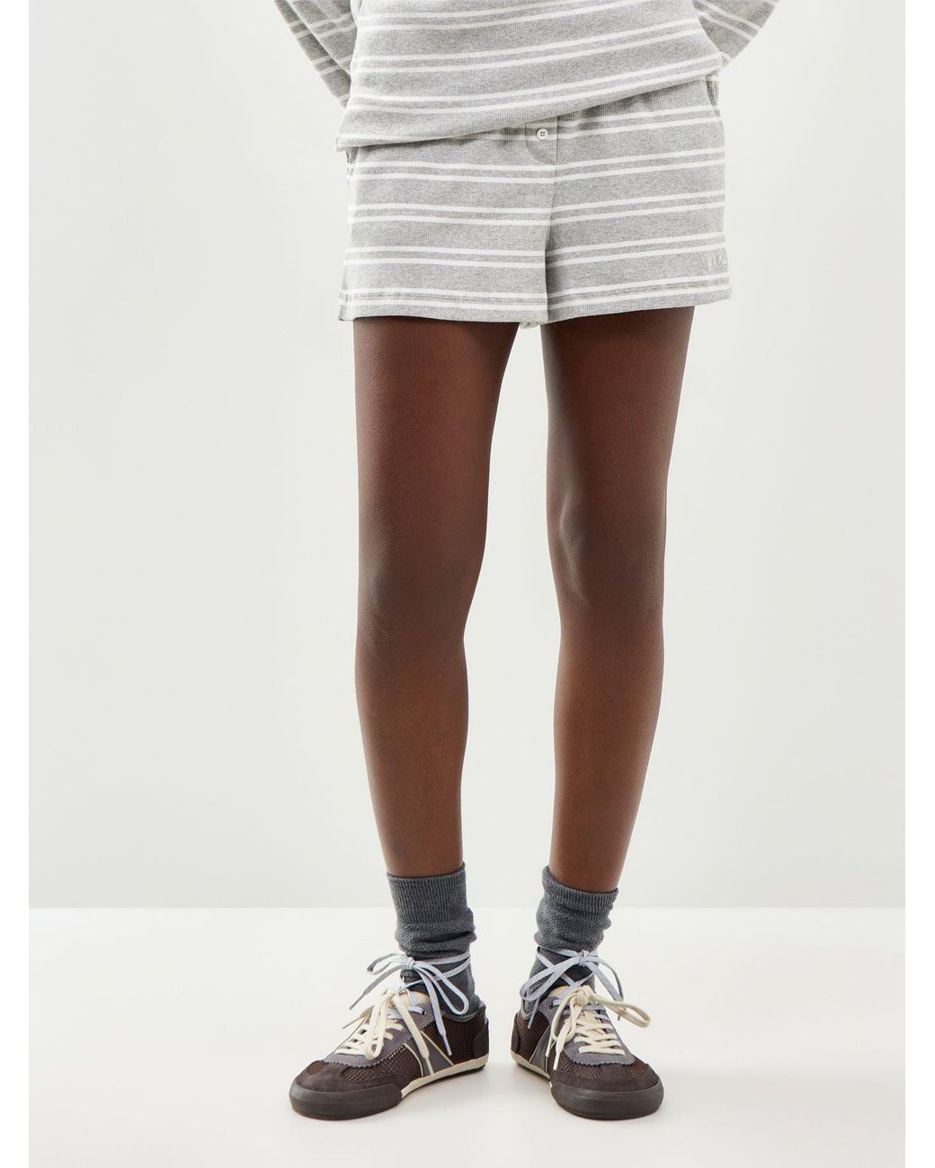 4th & Reckless White Chelsea Stripe Shorts, Cotton