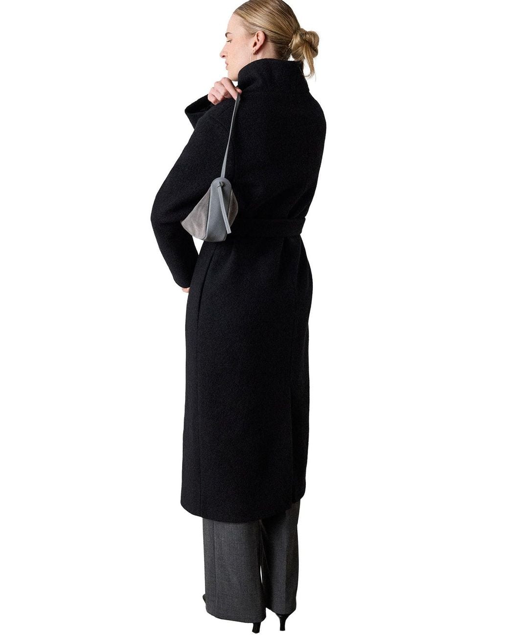 Whistles Black Funnel Neck Coat