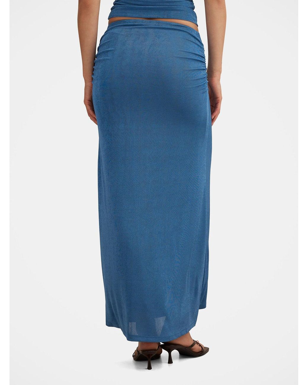 Forever New Blue Arabella Flute Maxi Skirt