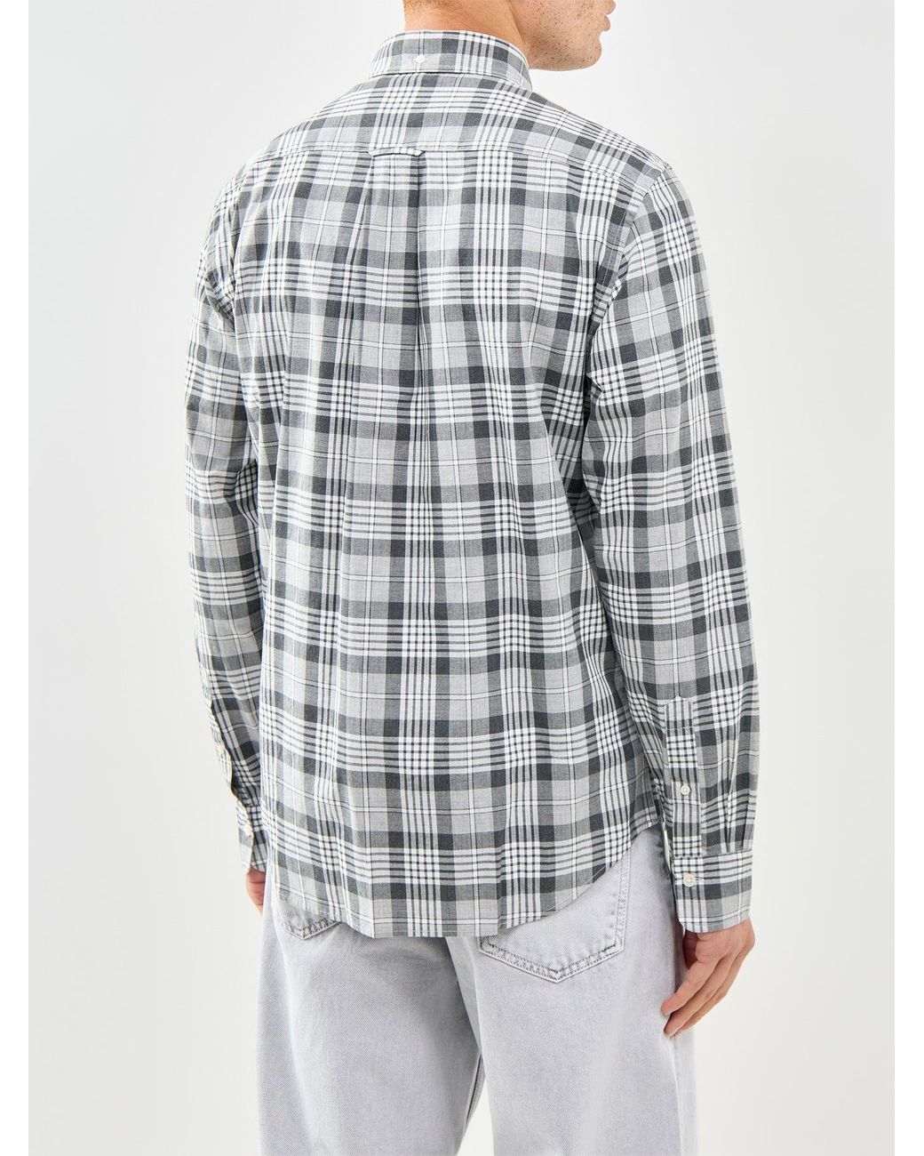 Gant Gray Poplin Melange Check Shirt for men