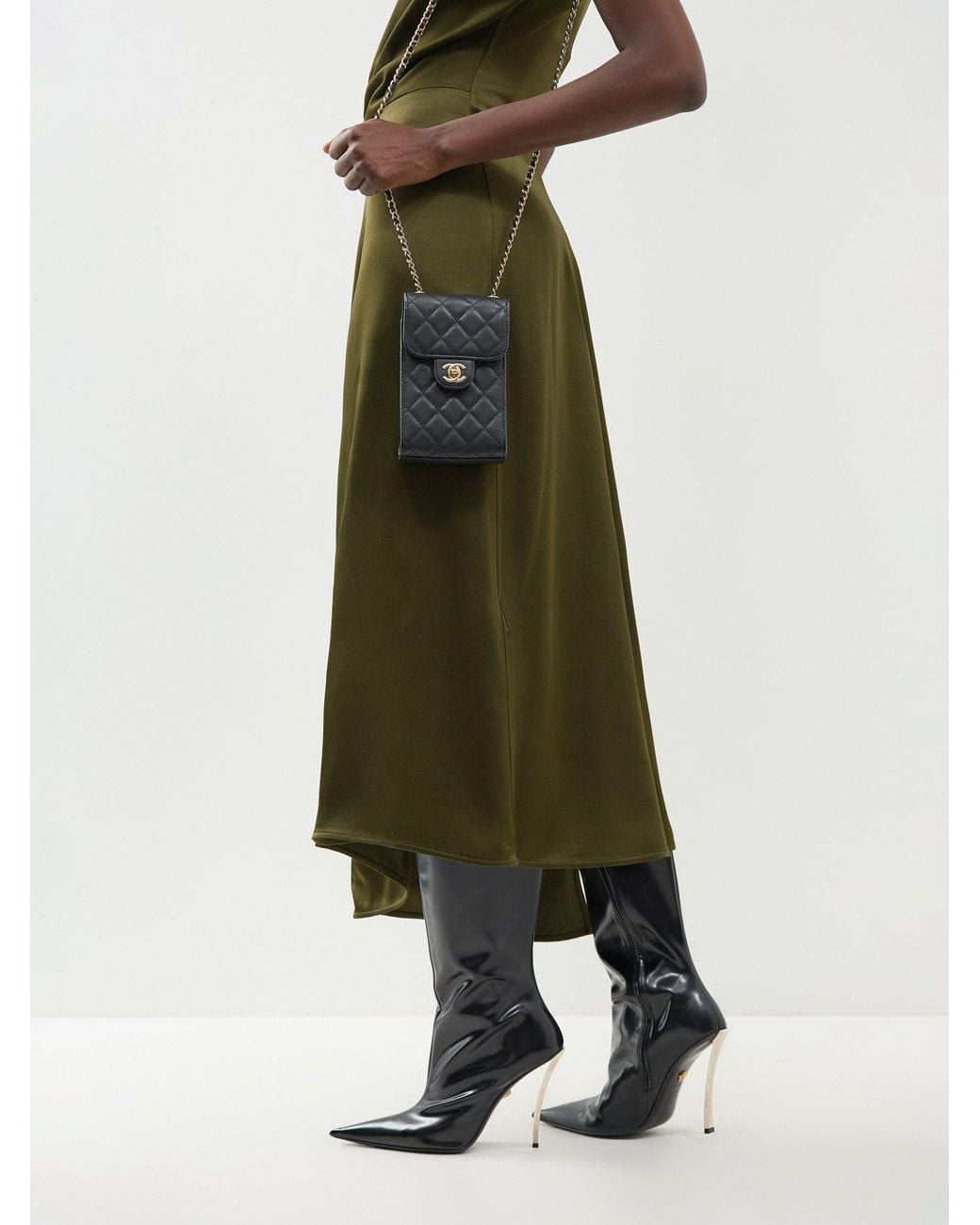 Le Prix Black Coach Calfskin Phone Case Shoulder Bag –