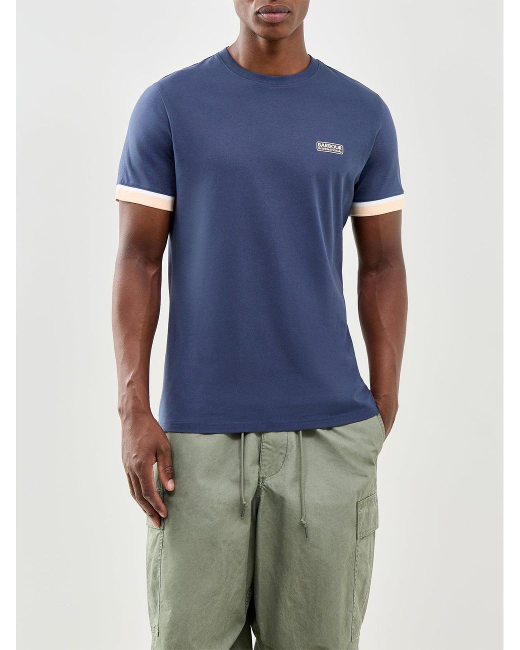 Barbour Blue Deep Cuff Evan Tipped T-Shirt for men