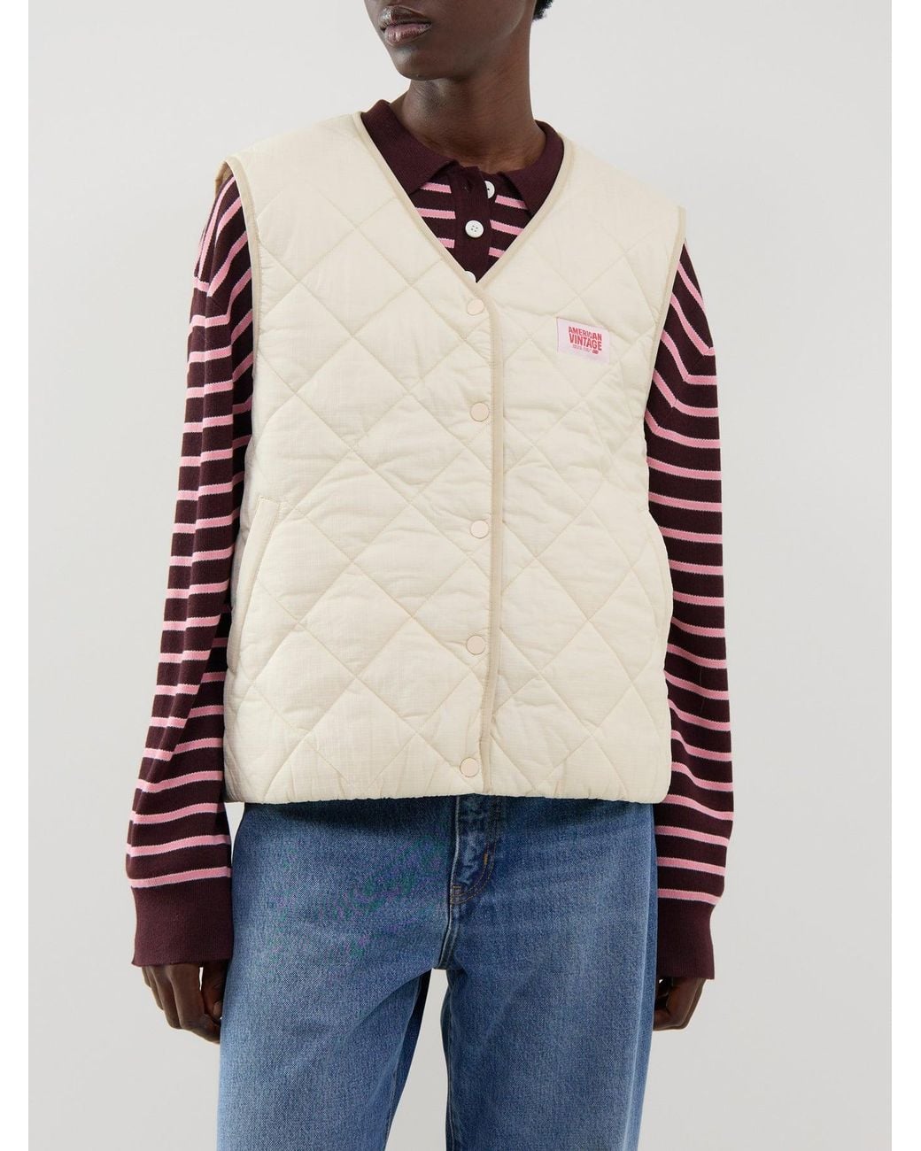 American Vintage White Yupi Quilted Vest