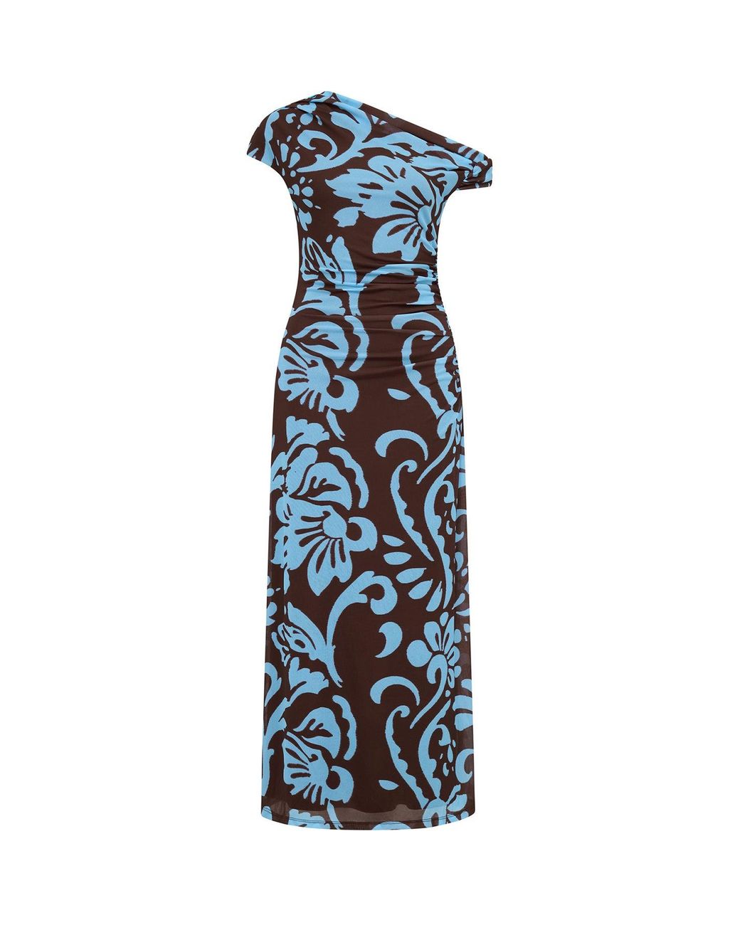 Forever New Blue Paris Draped Mesh Midi Dress Multi