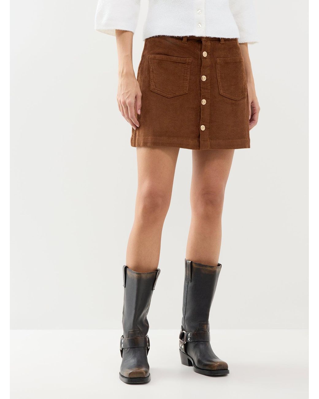 ONLY Brown Amazing Cord Mini Skirt –
