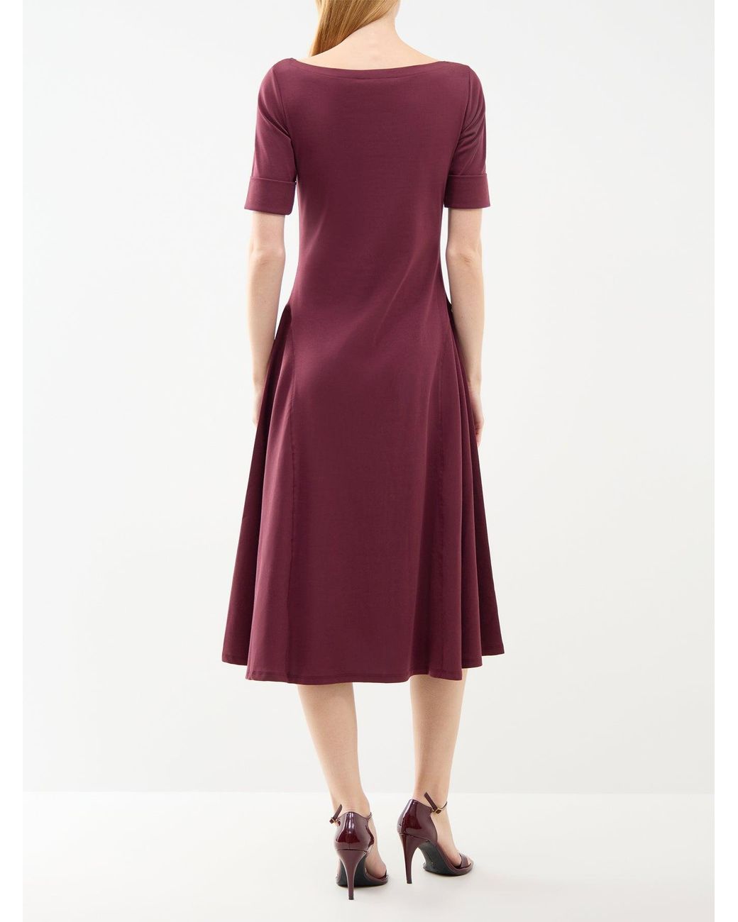 Ralph Lauren Purple Munzie Blend Elbow-Sleeve Midi Dress