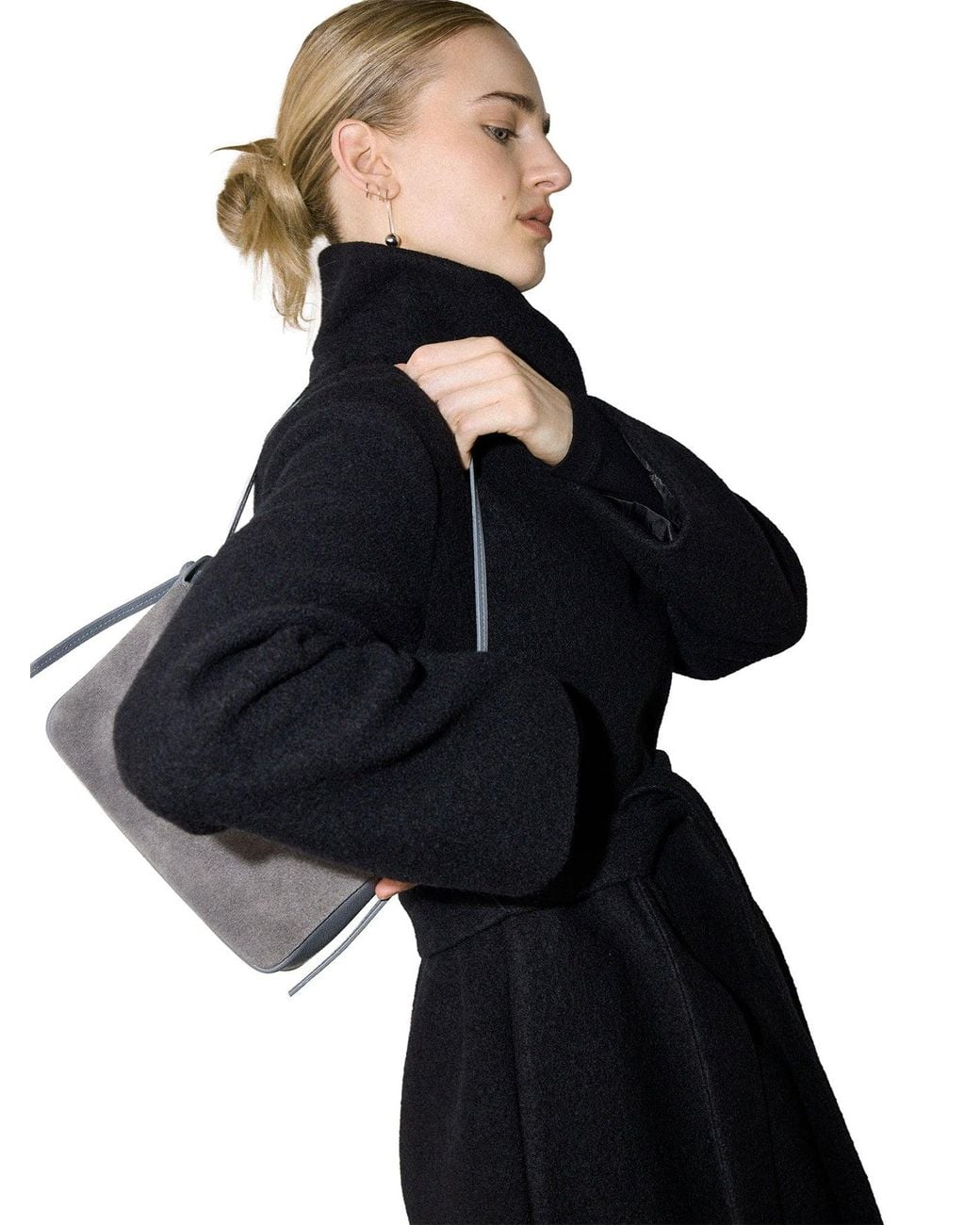 Whistles Black Funnel Neck Coat