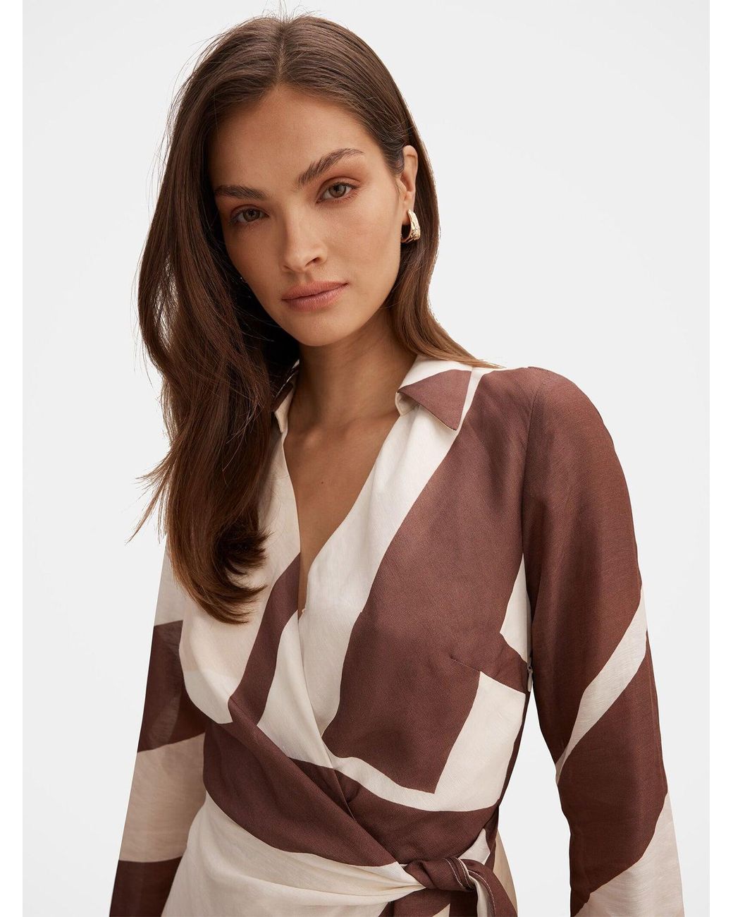 Forever New Natural Angelina Tie Midi Dress Multi