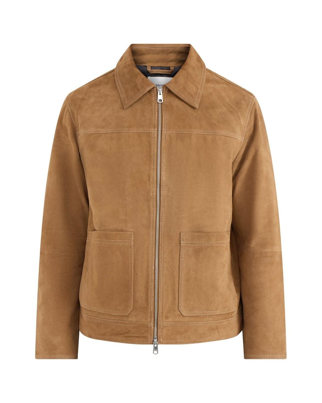 SELECTED Brown Carson Goat Suede Jacket for men