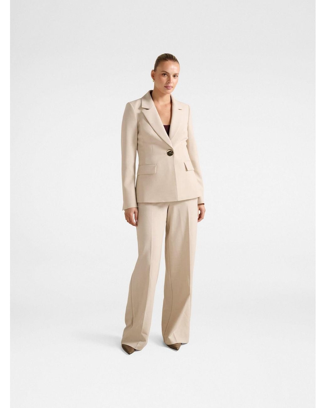 Forever New Natural Lulu Wide Leg Pants