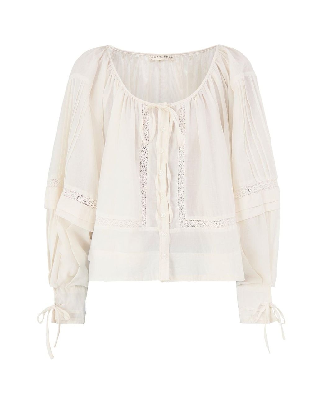 Free People White La Lune Long-Sleeved Blouse