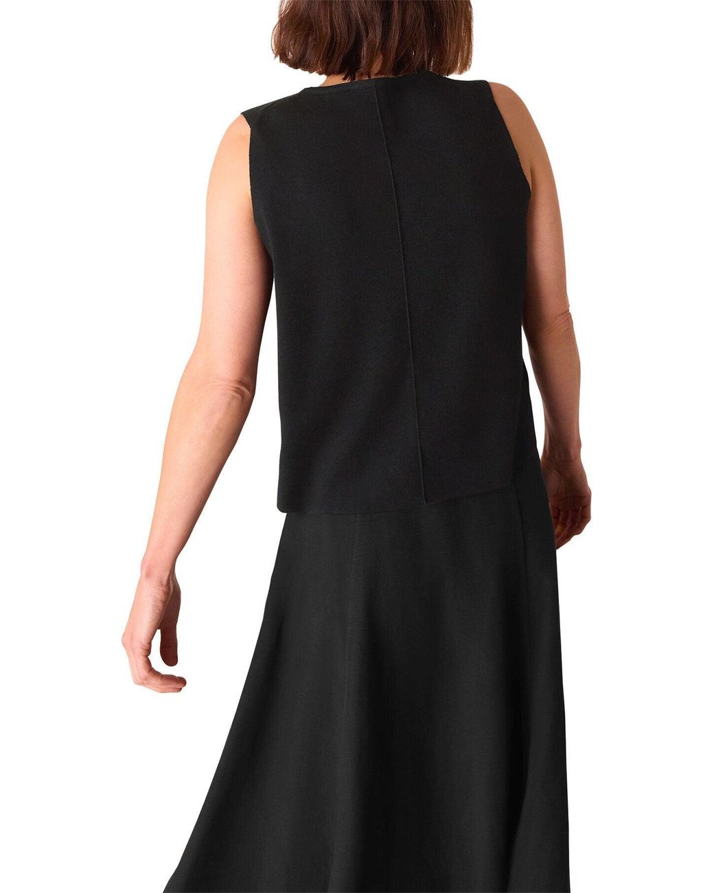 Whistles Black Lucy Button Front Knit Tank