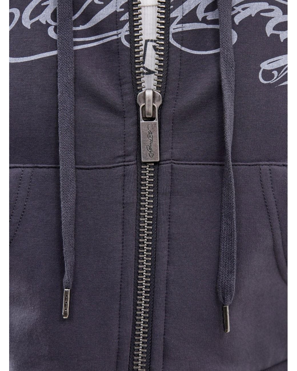 Ed Hardy Blue Love Is Mystery Cropped Hoodie
