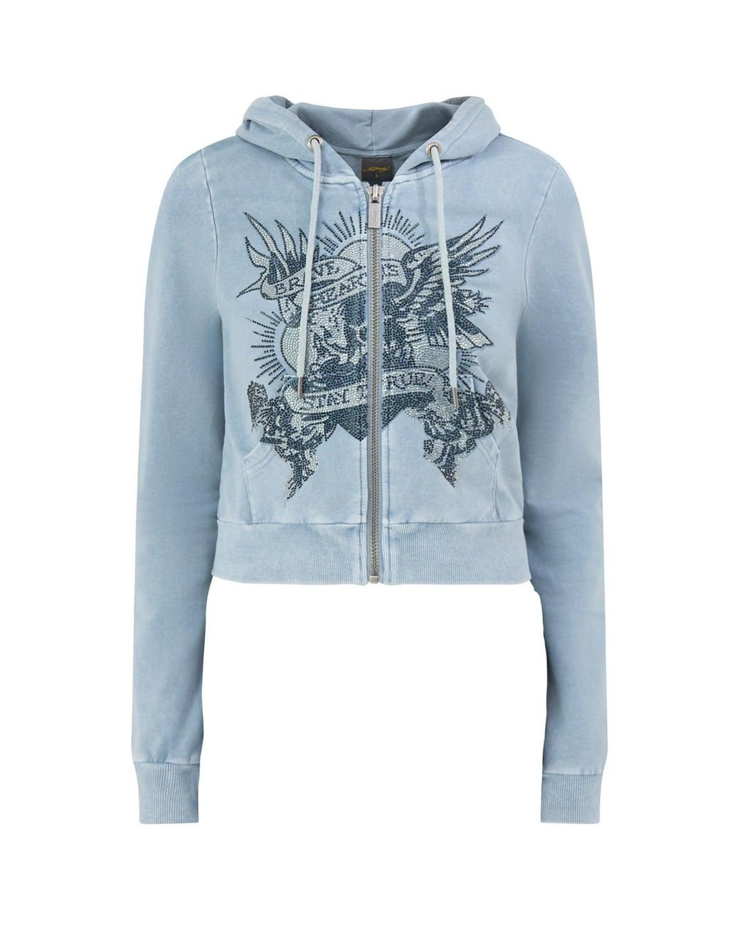 Ed Hardy Blue Stay True Cropped Zip-Through Hoodie