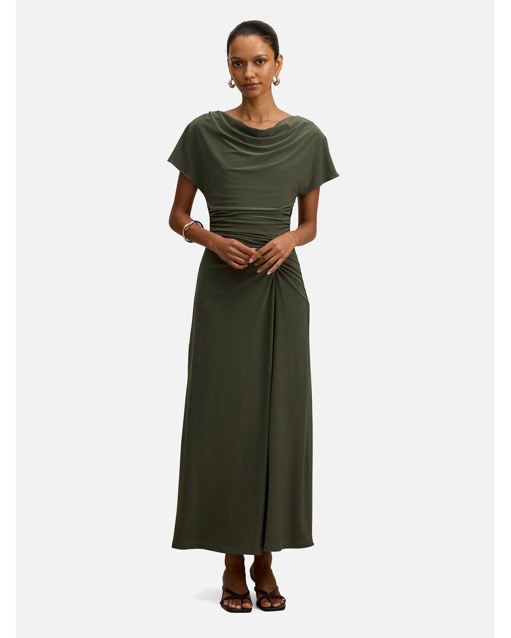 Forever New Green Tahnee Petite Ruched Waist Midi Dress