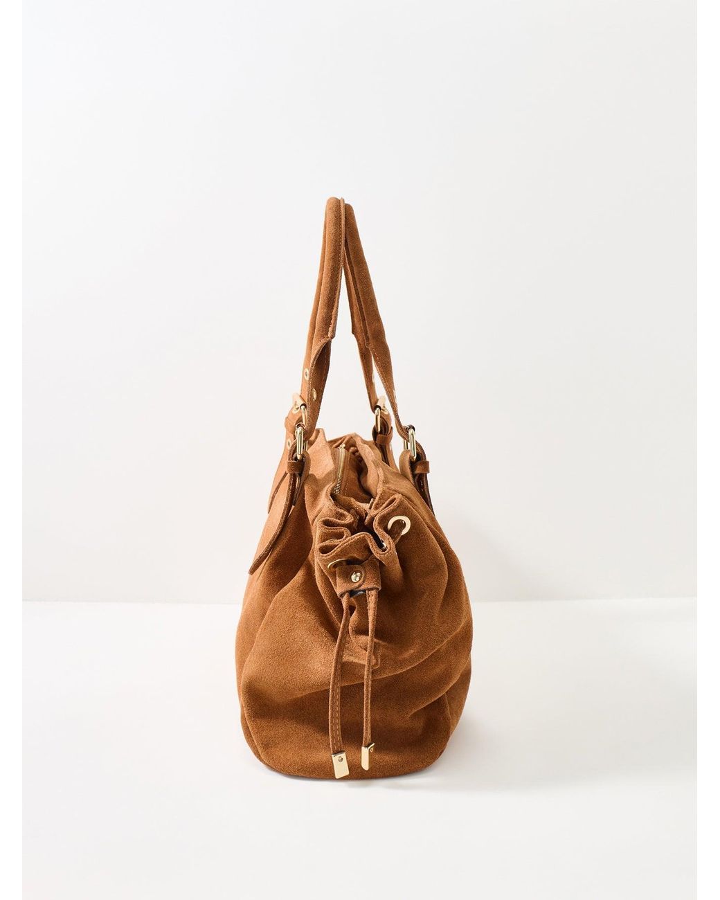 Marlon Natural Beltra Big Suede Tote Bag Tan