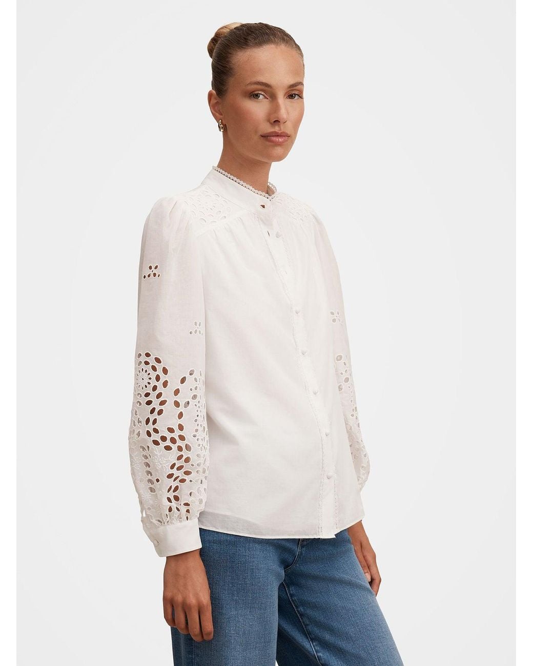 Forever New White Sutton Embroidered Detail Blouse