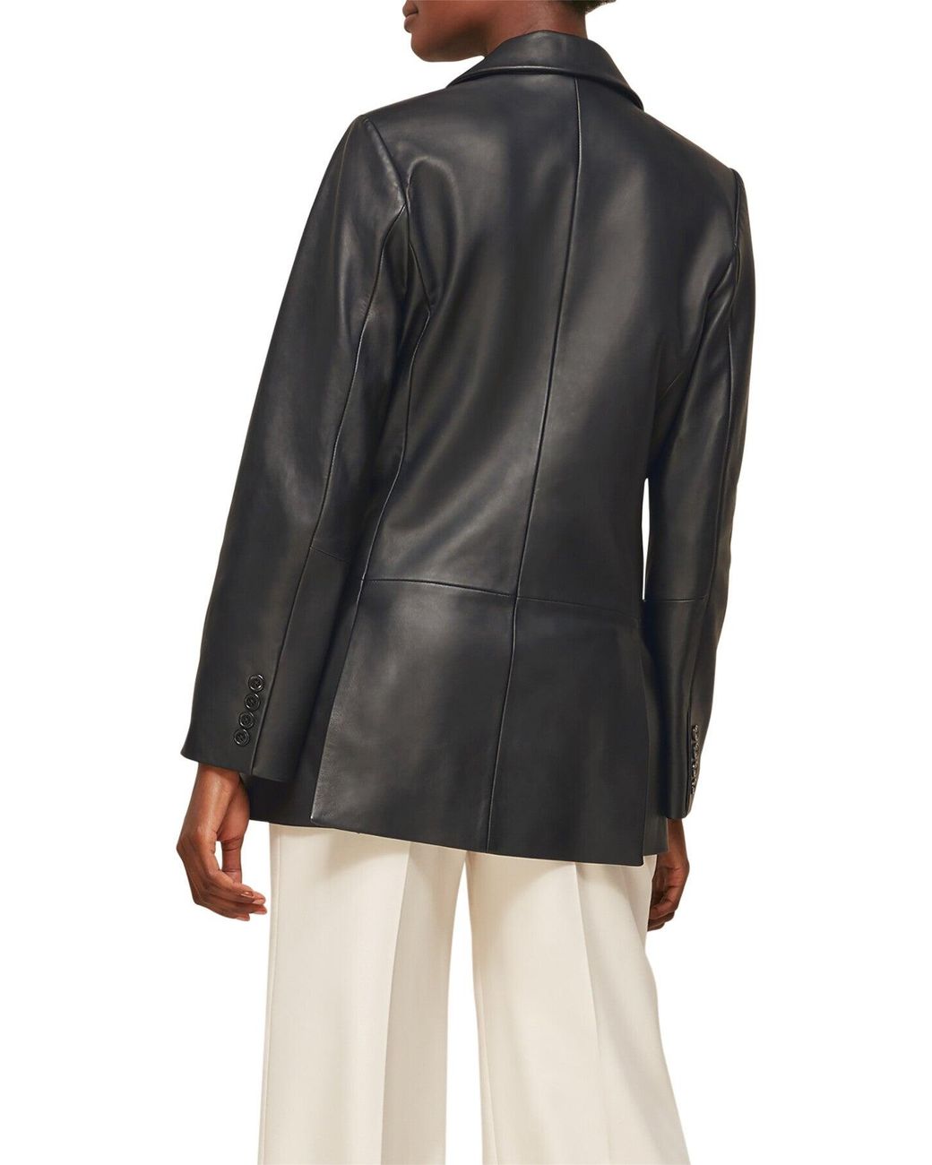 Whistles Black Women's Aliza Waisted Leather Blazer