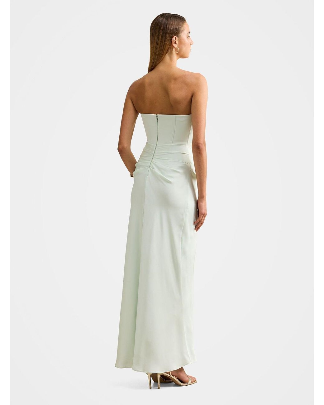 Forever New Green Isra Drape Strapless Maxi Dress