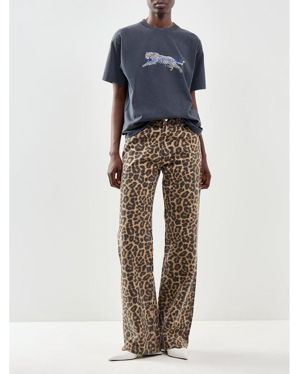 Anine Bing Blue Cade Leopard T-Shirt
