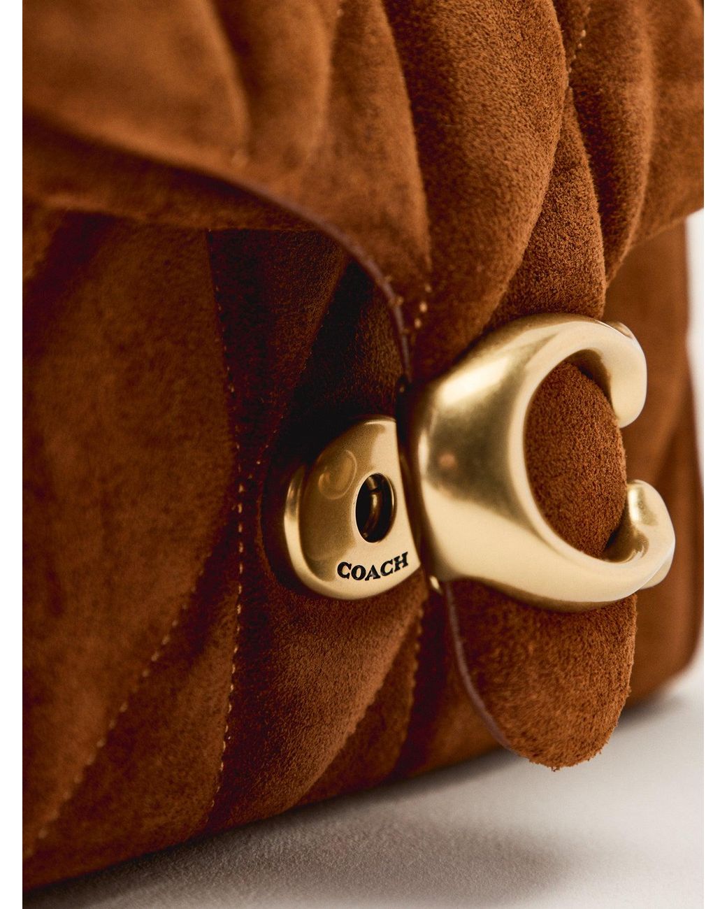 COACH Brown Quilted Suede Tabby 20 Shoulder Bag Warm