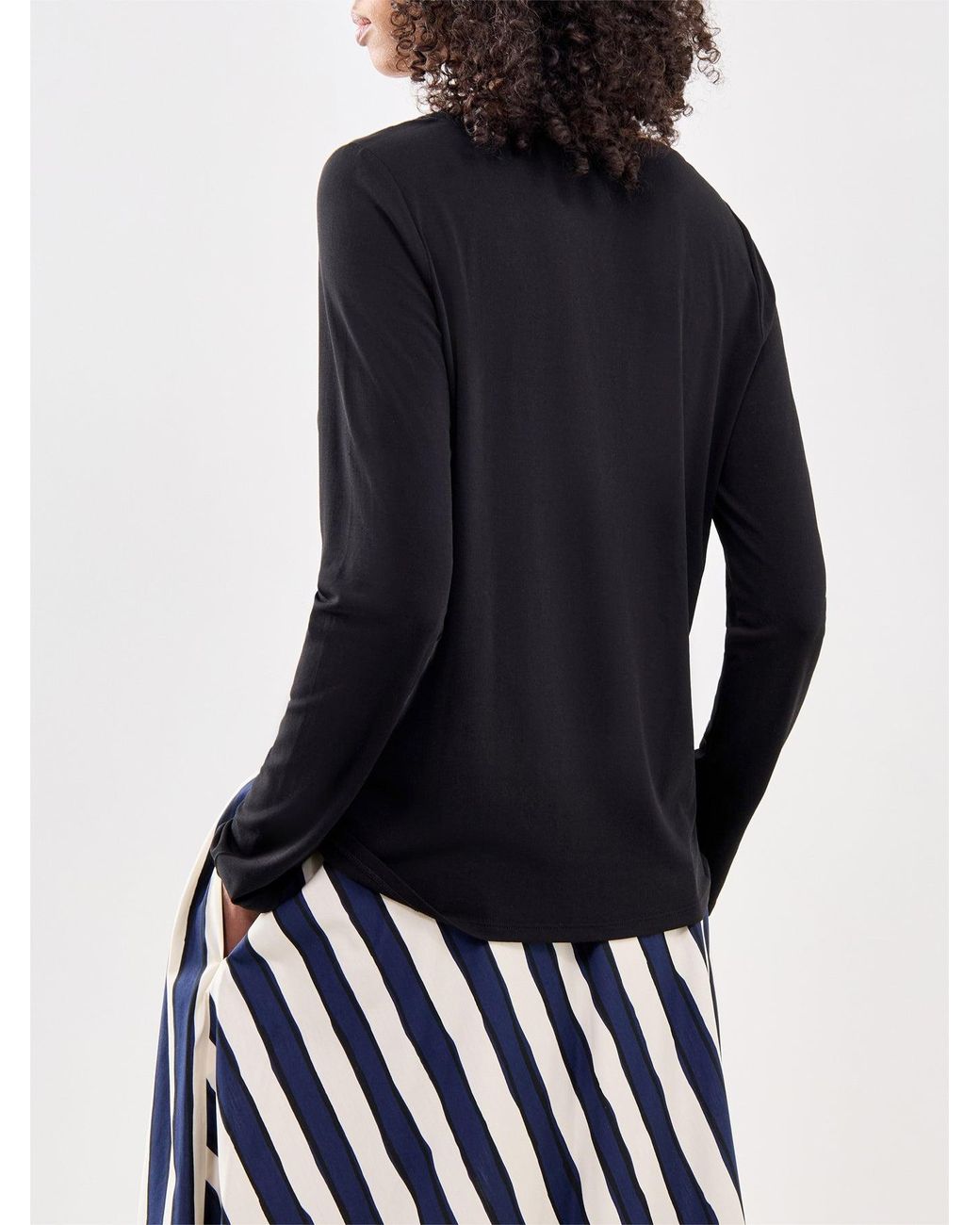 Eileen Fisher Black Women's Scoop Neck Long Sleeve Top