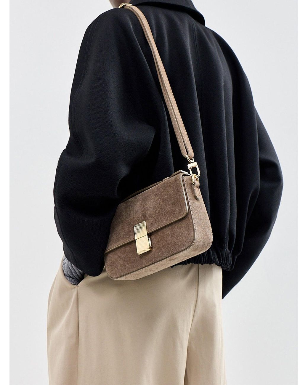 Apatchy London Brown Flora Suede Top Handle Crossbody Bag