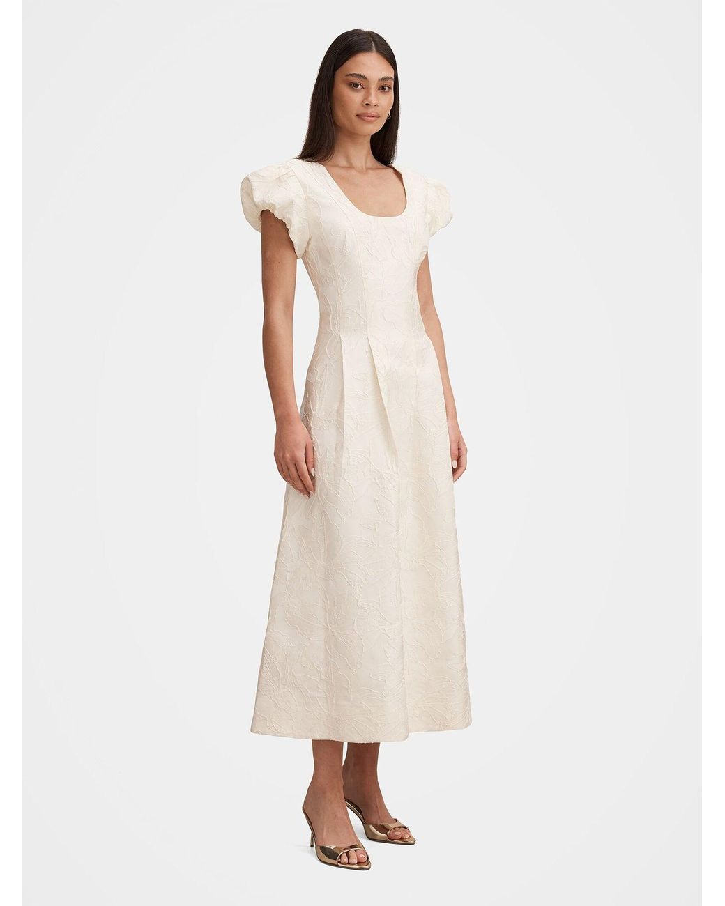 Forever New White Lily Jacquard Midi Dress