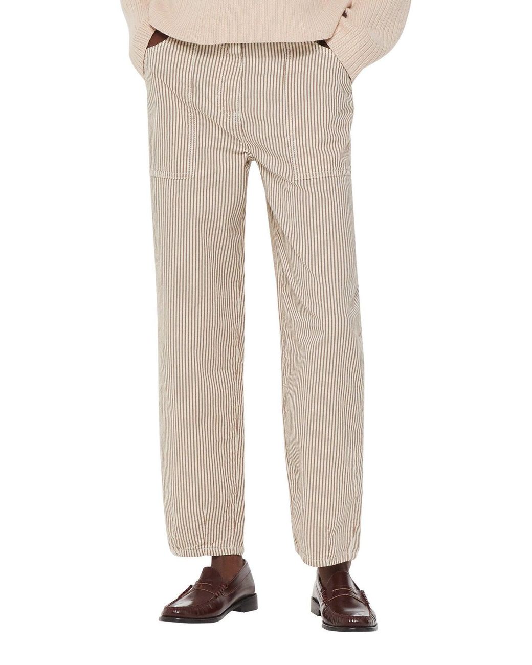 Whistles Natural Women's Tessa Stripe Casual Trouser