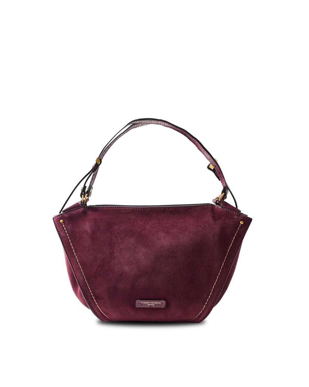 Gianni Chiarini Purple Bloom Suede Tote Bag Plum