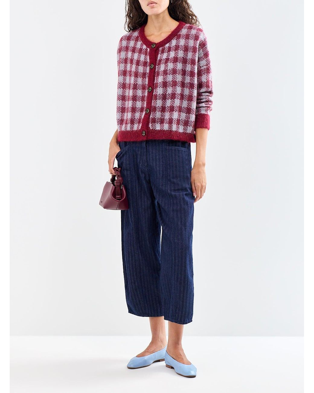 FRNCH Red Mohair & Aomori Cardigan