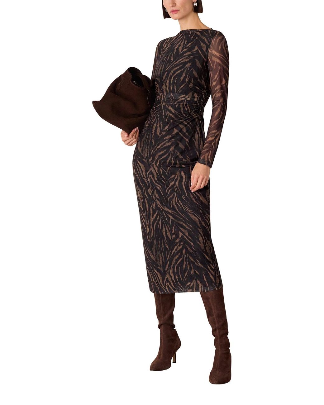 Whistles Black Abstract Zebra Mesh Dress