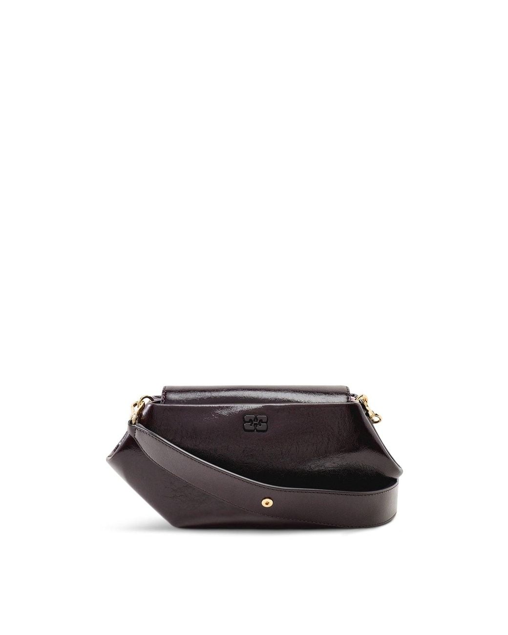 Ganni Black Bou East/West Deep Shine Shoulder Bag