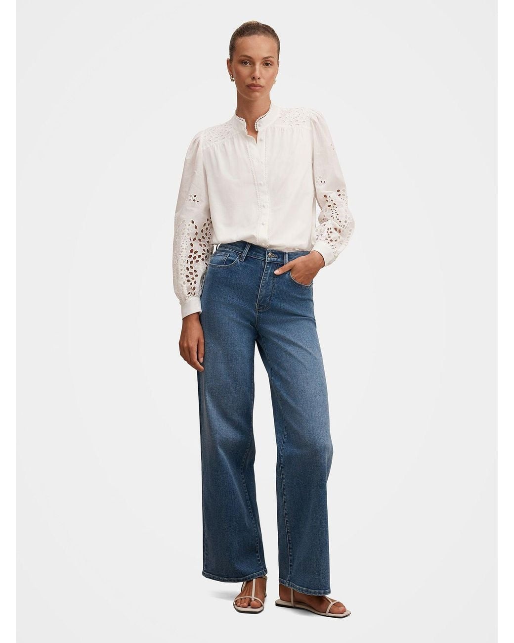 Forever New White Sutton Embroidered Detail Blouse