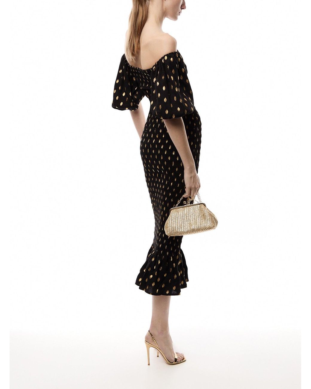 black jojo dress with gold fleck Never Fully Dressed Jojo Dress With Fleck in Black