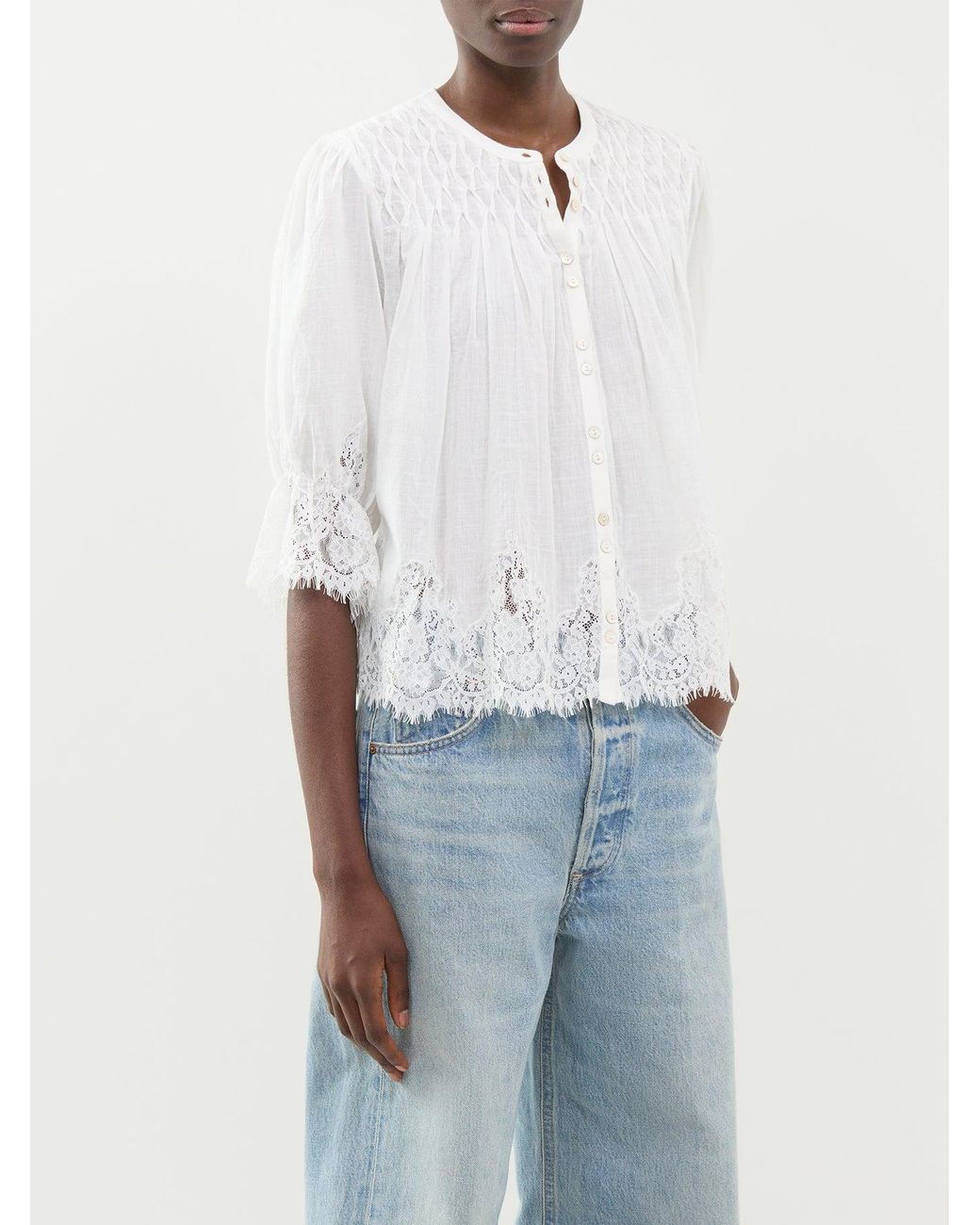 Rixo White Erika Blouse
