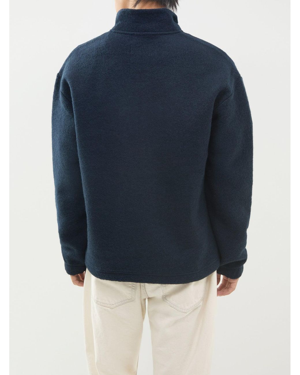 Farah Blue Howard Wool Blend Quarter-Zip Jumper for men