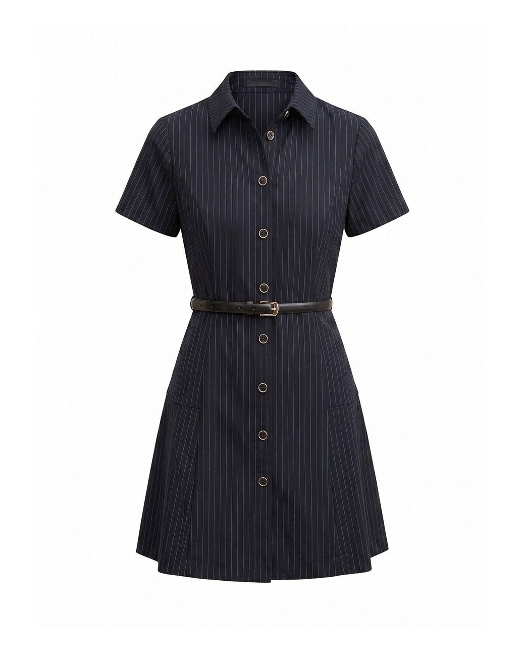 Forever New Blue Gigi Pleated Button-Down Mini Dress