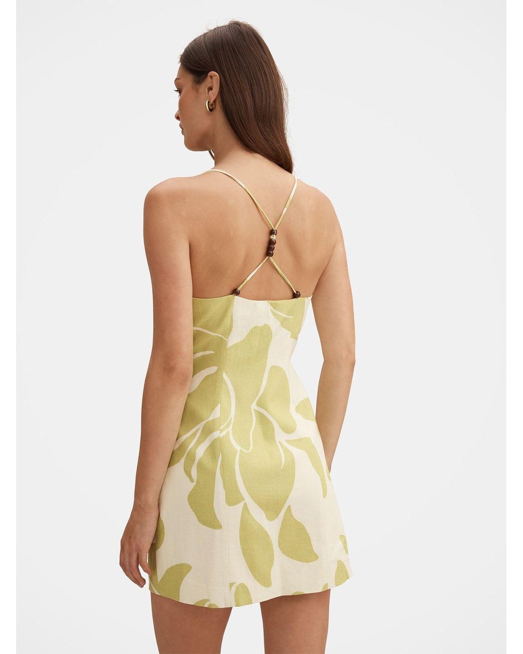 Forever New Isla Beaded Mini Dress in Yellow