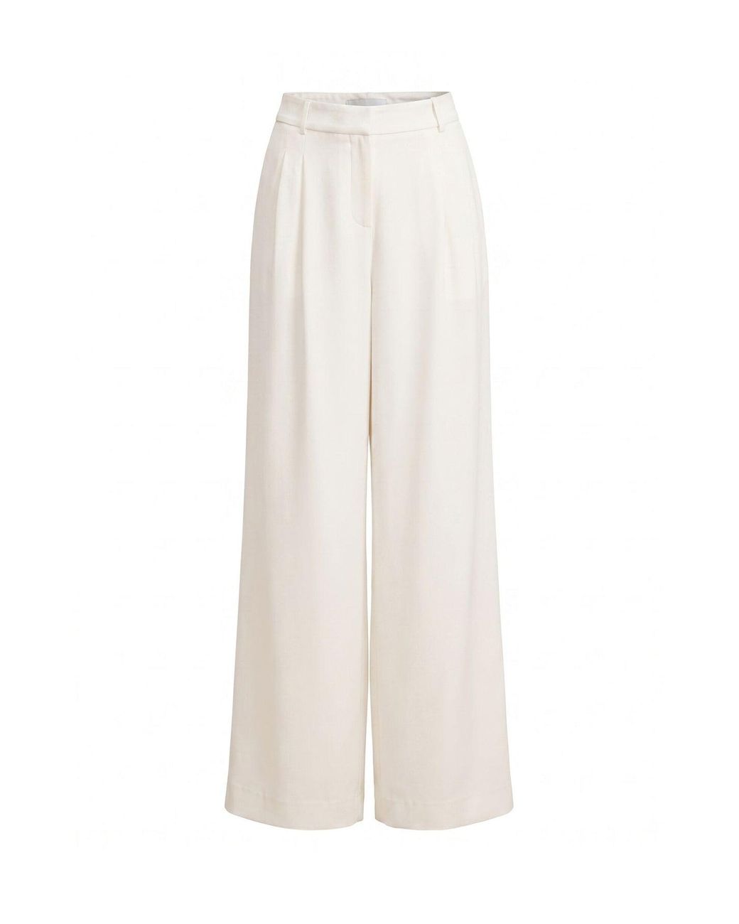 Forever New White Annabelle Pleated Wide Leg Trousers